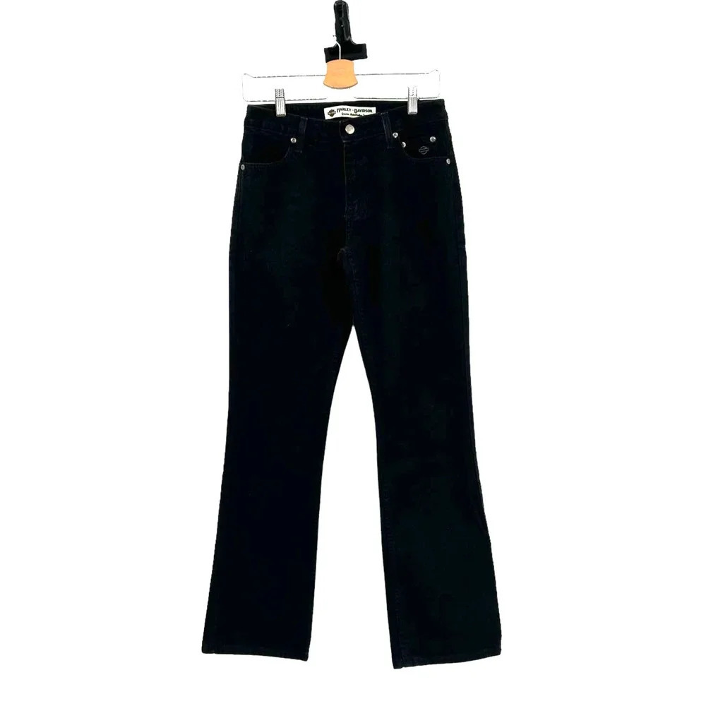 Harley Davidson Cycle Black Stretch Bootcut Jeans Size 6